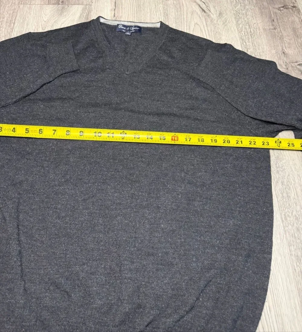 Davis & Squire Extra Fine Merino Wool Gray Pullover Sweater Men's Size xl